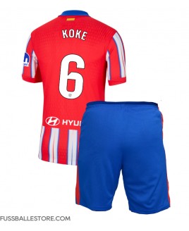 Günstige Atletico Madrid Koke #6 Heimtrikotsatz Kinder 2024-25 Kurzarm (+ Kurze Hosen)